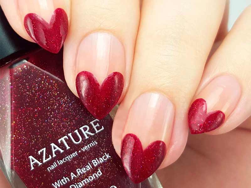 valentines-nails-tutorials-burgundy-heart-tips