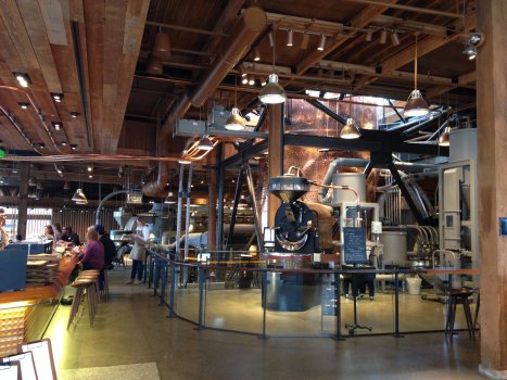 The year-old Starbucks Reserve Roastery and Tasting Room at the edge of Seattle's Capitol Hill is a 15,600-square foot shrine to the bean, complete with two coffee bars, a scooping bar, two roasting facilities, a coffee library, a store, a lounge and a chic restaurant. (Photo: Jackie Burrell/Bay Area News Group)