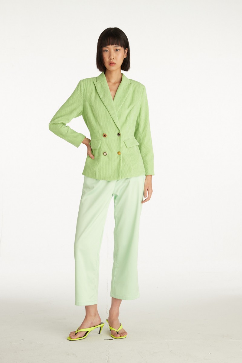 Corduroy Double Breasted Blazer - Green (SGD64)_1