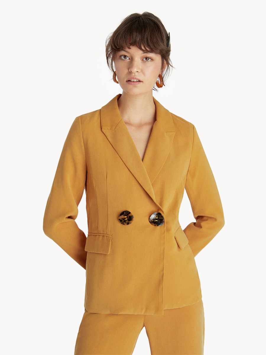 Premium Double Breasted Button Blazer - Orange (SGD65.80)_2