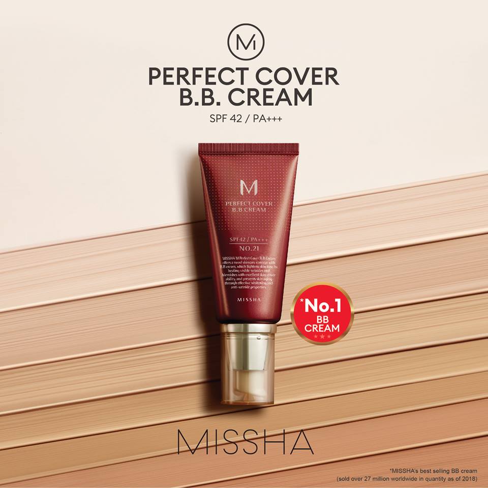 Missha M Perfect Cover BB Cream and swatches of the shade range