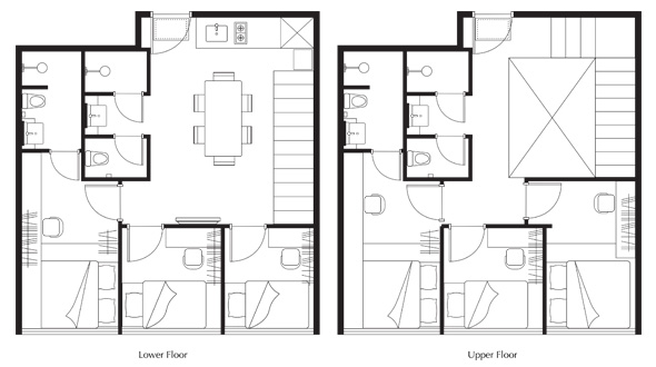 Combined Floorplan - All Together 6 Bedroom Duplex - 590x330px