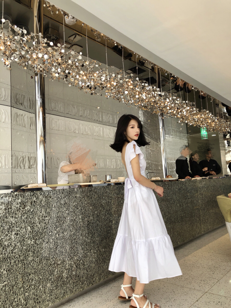 Taking a photo in the Dior cafe