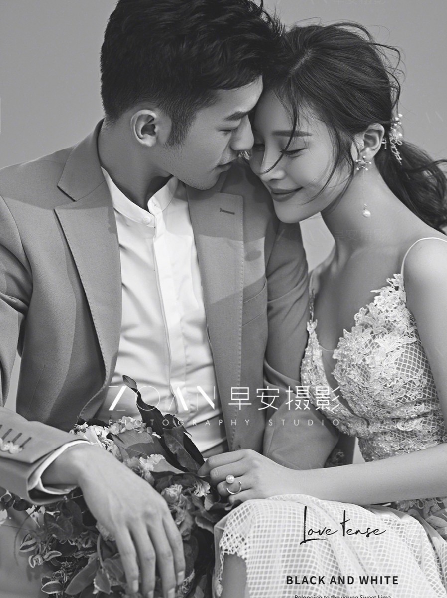 Sweet couple pose in the studio