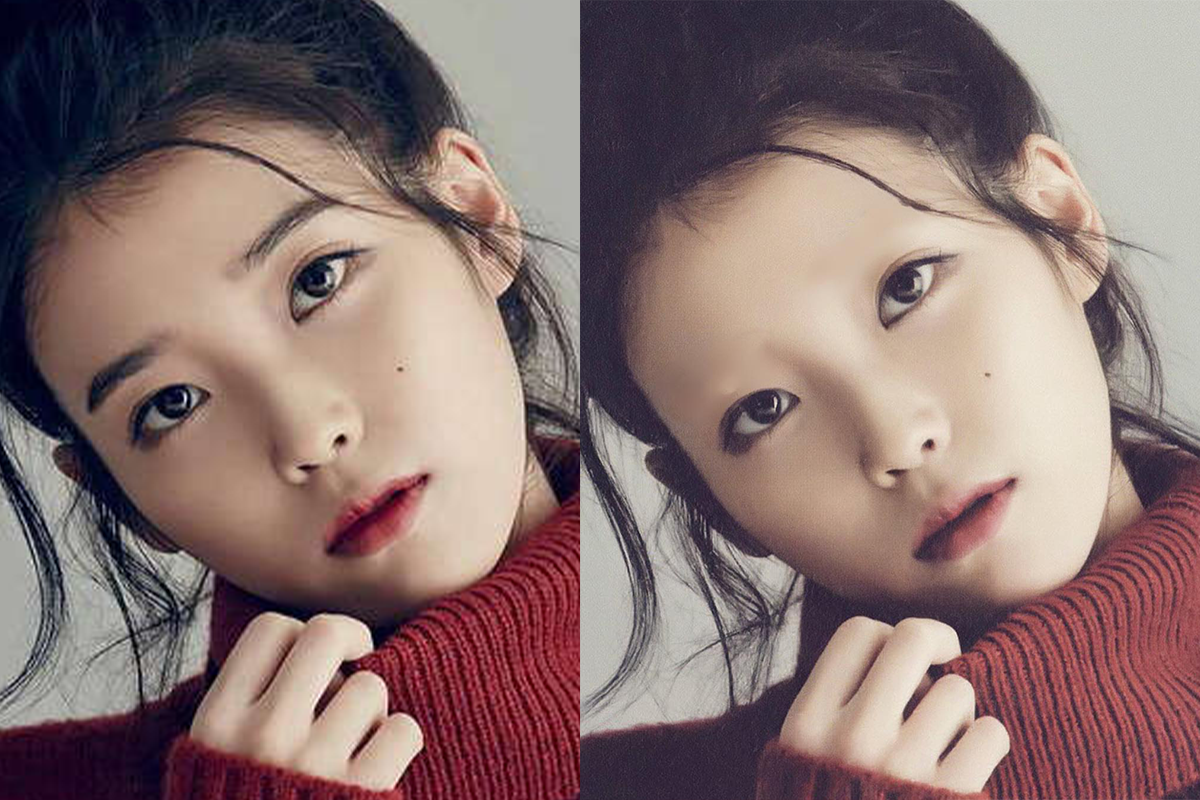 IU, @browlessbang (via Instagram)