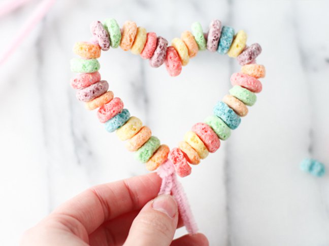 froop loop cereal arranged into a heart shape