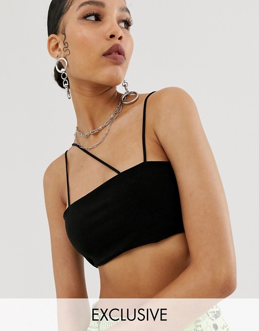 COLLUSION asymmetric strappy bra top