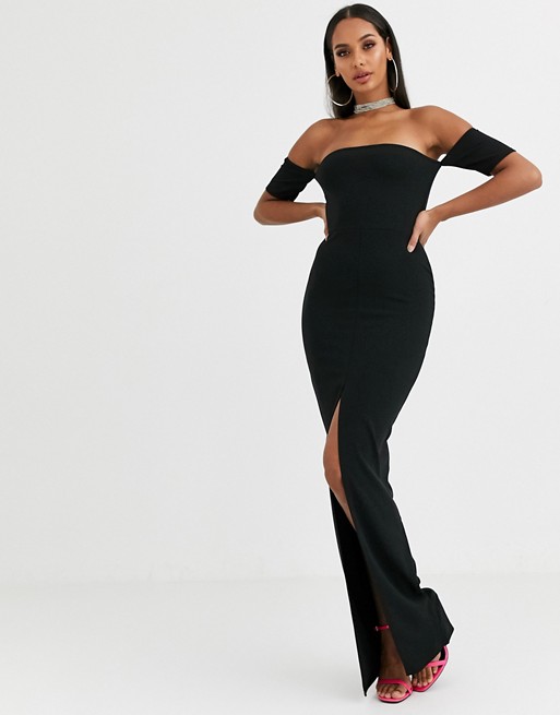 Missguided bardot maxi dress in black