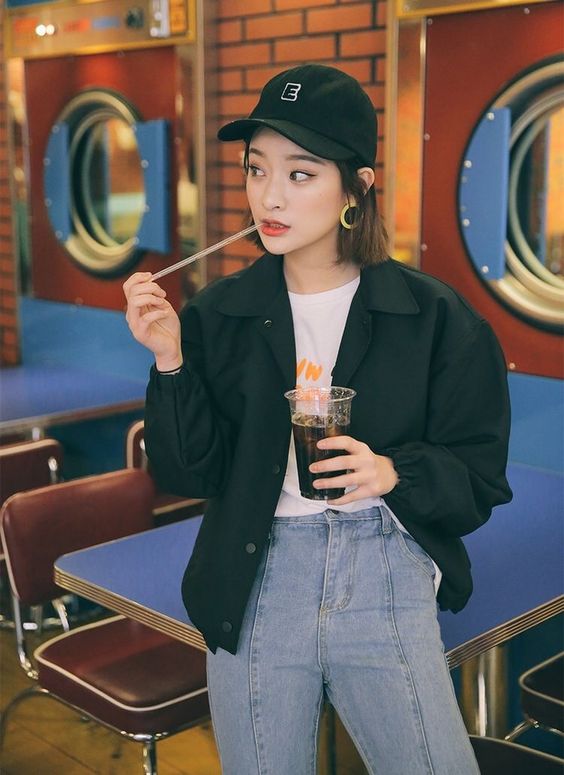 Girl in black jacket