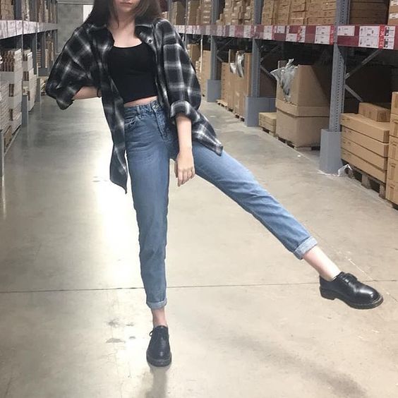 Plaid shirt in black