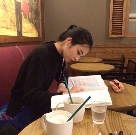 korean girl studying