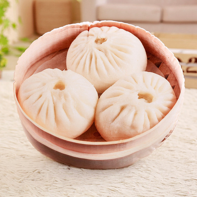 Cartoon 3D printing big cushion simulating Chinese snacks Liangpi Dumplings Baozi pillow Novelty gifts for children