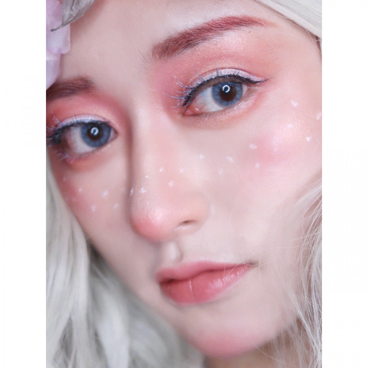 Close up of elf halloween makeup look