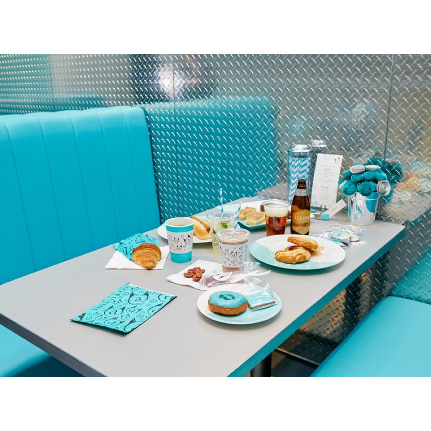 All the food placed on the table at the Tiffany & Co. cafe