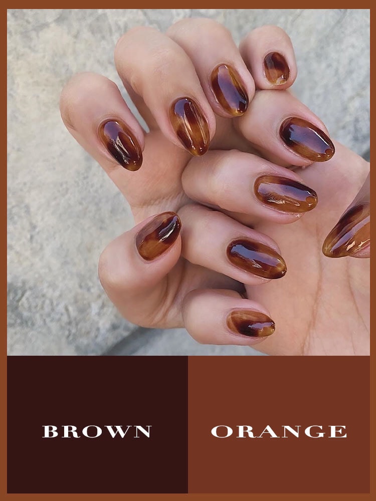 brown and orange nail design