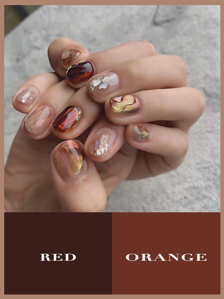 red and orange nail design