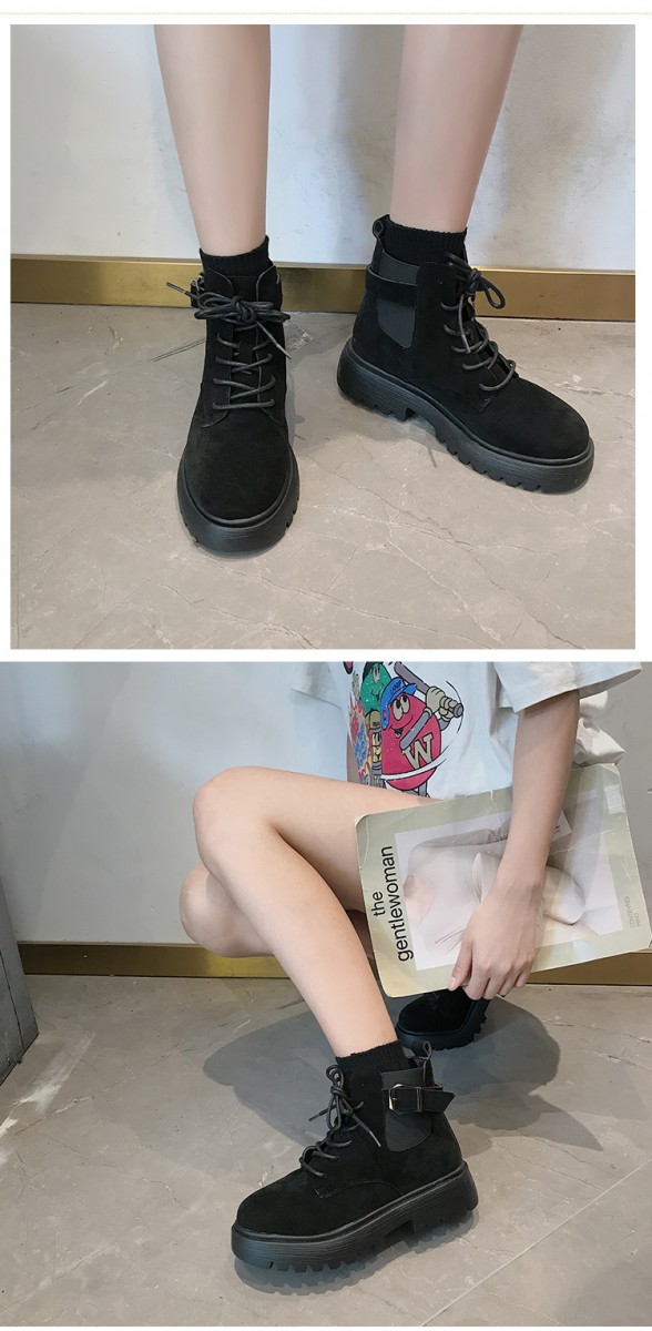 Chunky boots velvet material