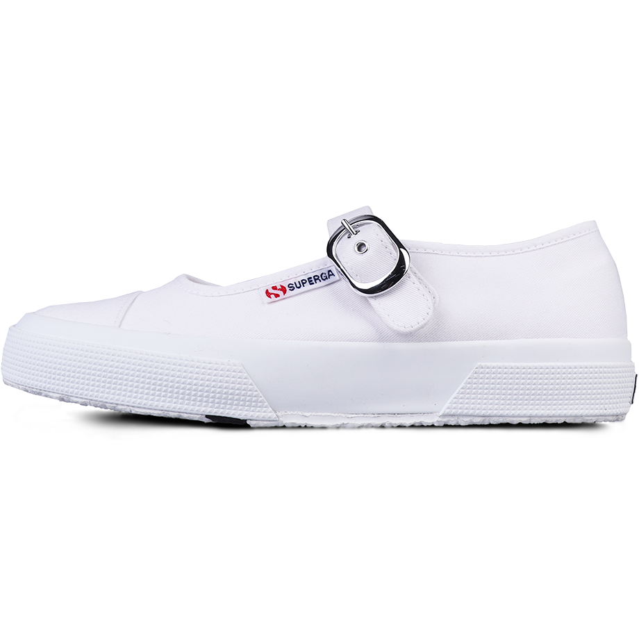 Superga Alexa Chung model 2452 white cotton shoes with buckle up strap