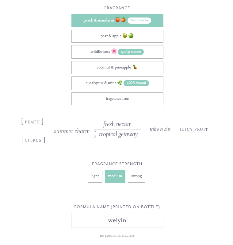 Function of Beauty fragrance, fragrance strength and formula name