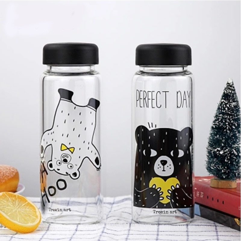 Summer Unbreakable Outdoor Sports Travel Water Bottle Portable Leak-proof Cycling Water Drinking Water Bottle 550ML with bears