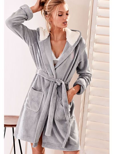 grey bathrobe