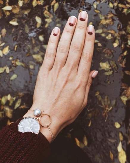 Half moon nail art in red