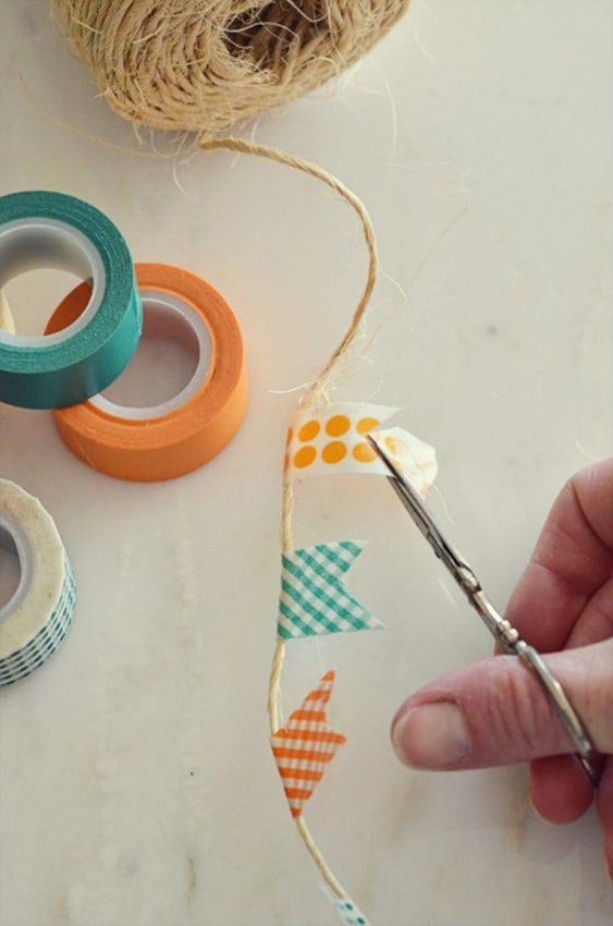 tiny flags made of washi tape