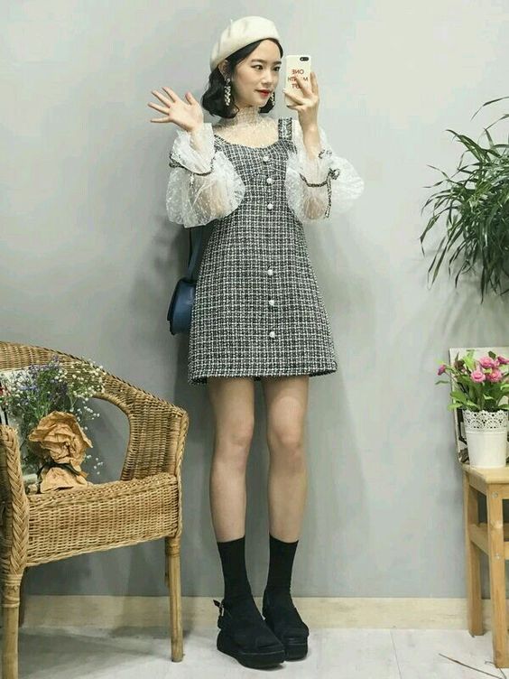 Girl in checkered dress