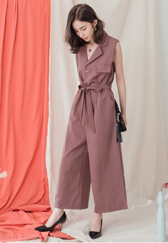Kodz Belted Button Front Jumpsuit