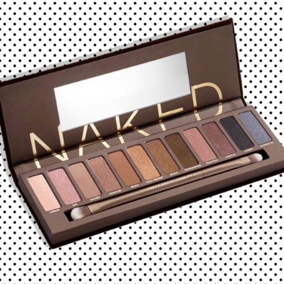 original naked palette with a polka dot background