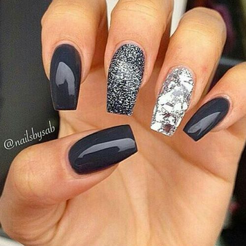 shimmery black nails