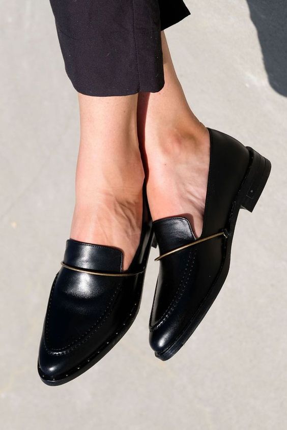 Black flat loafers