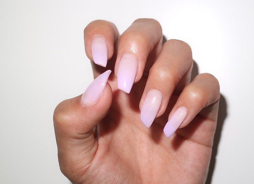 Ombre lipstick shaped nails