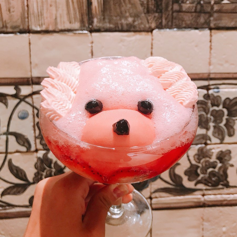 Amari Pink Berry poodle Parfait by The Strings Omotesandoh and shoe brand HIMIKO