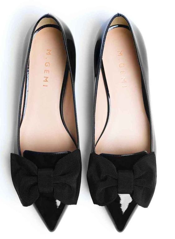 Black bow flats