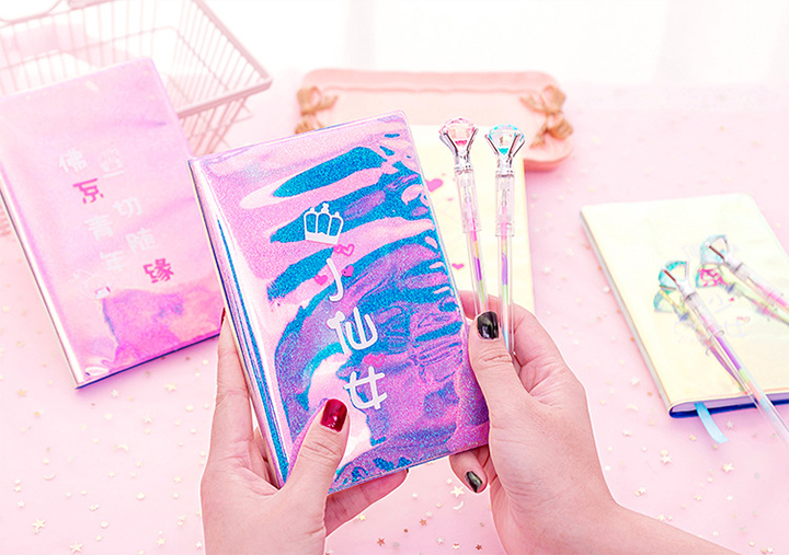 Kawaii Fantasy Pink Laser Diary Book Cute Small Fresh Blank Notebook 