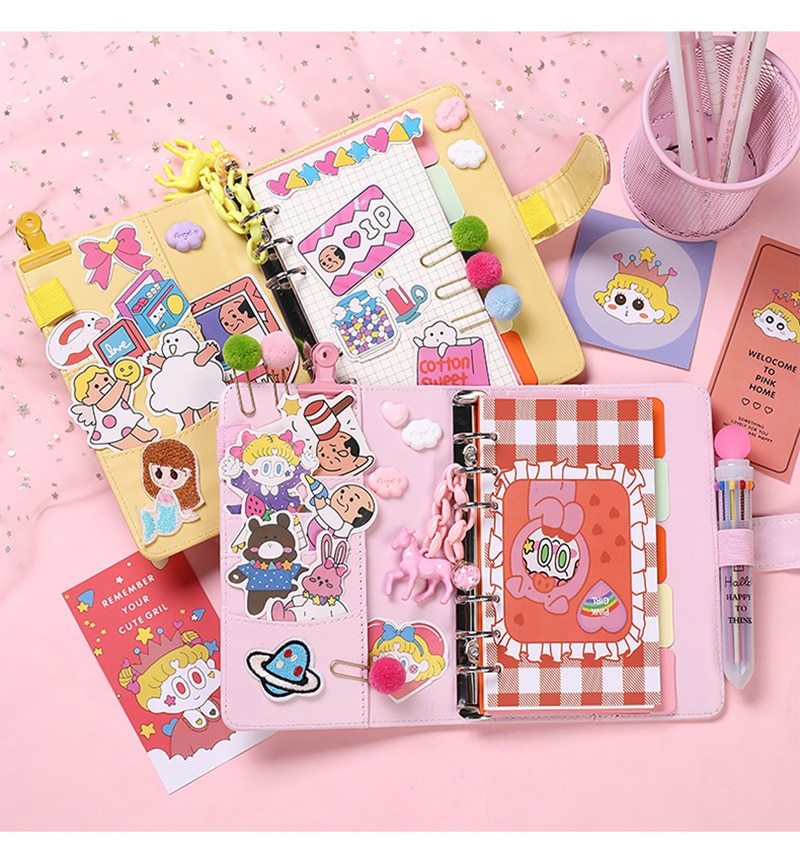 Kawaii Notebook A6 Binder Bullet Journal Korean Girls DIY Agenda Planner 