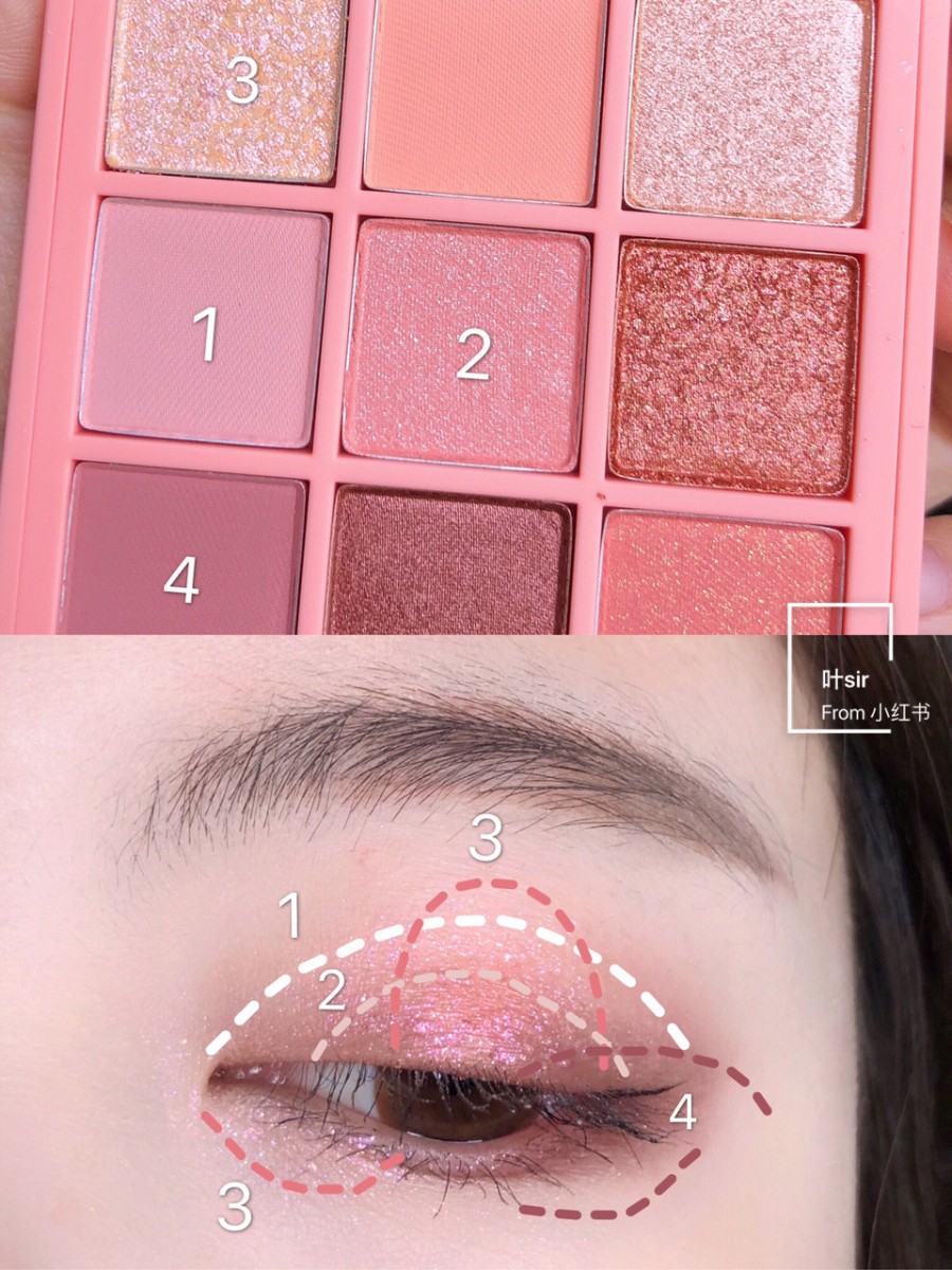 How to apply pinkish brown glittery eye makeup