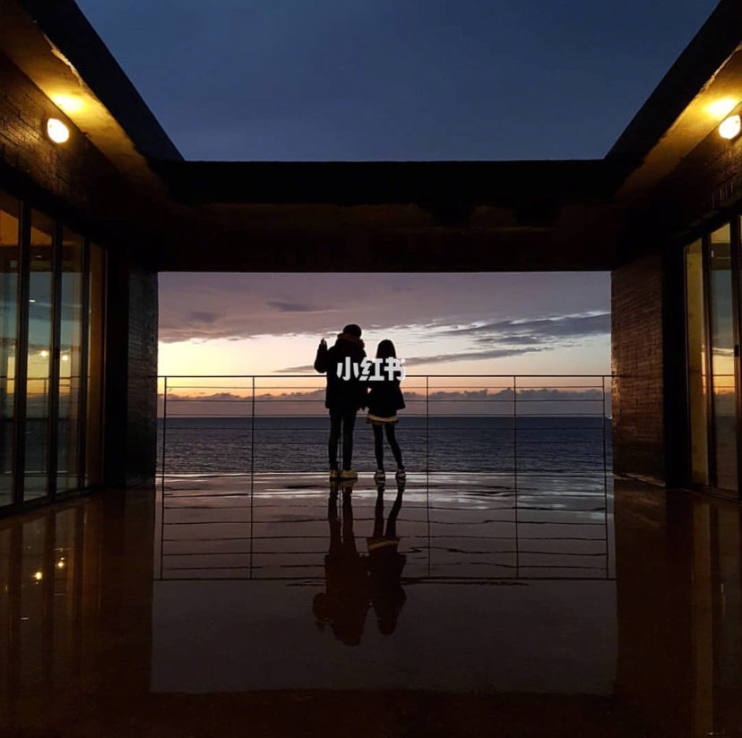 Couple looking out to the sea in the evening