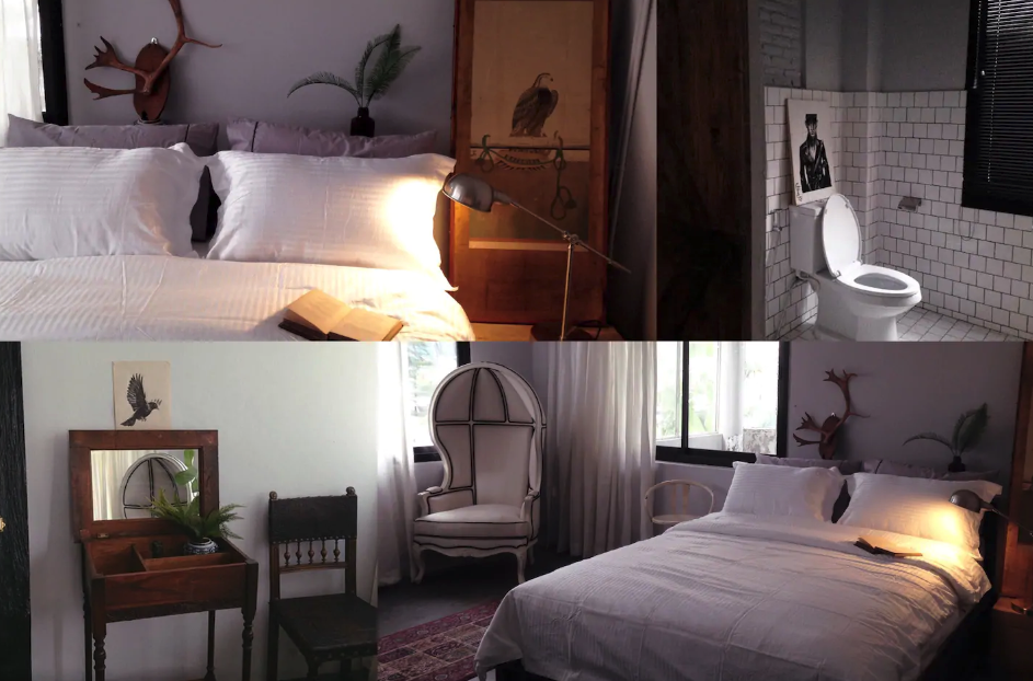 Photo collage of Black Bird room