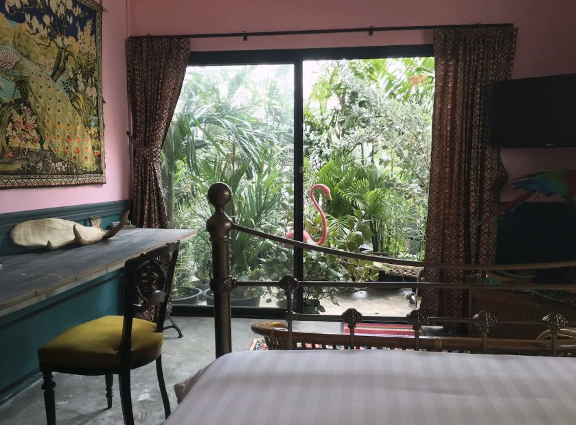 View of garden of The Flamingo room