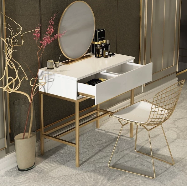Nordic dressing table bedroom small family makeup table European mini princess ins wind dress table simple modern