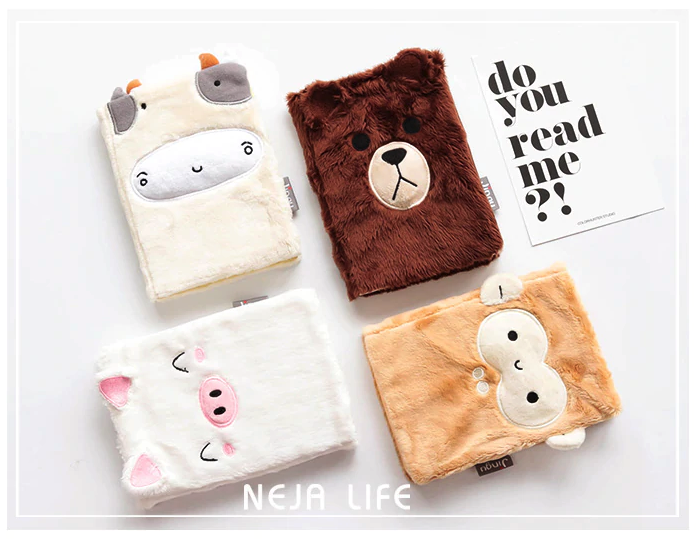 Cute mini felt cover planner kawaii notebook animal pig bear notepad memo pocket binder 