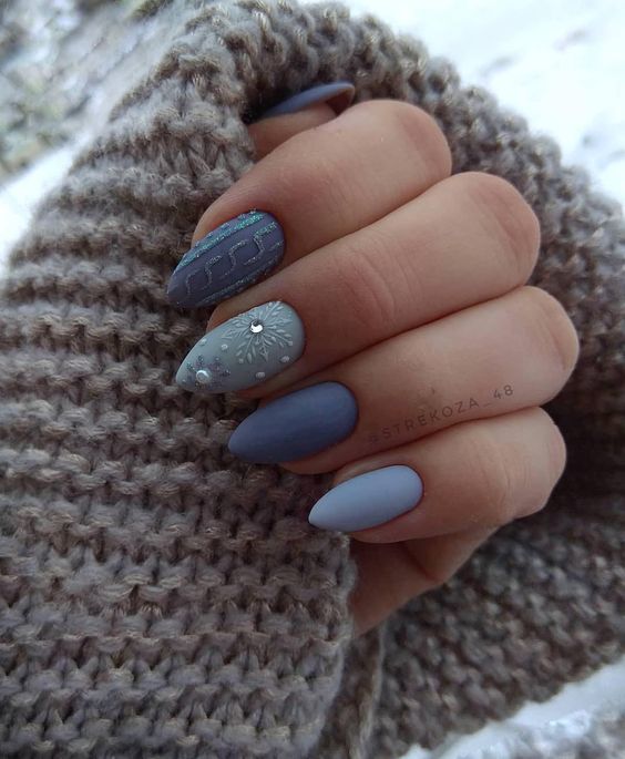 matte blue nails