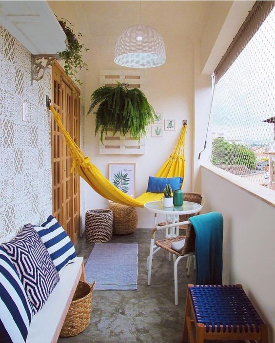 cosy seating area with hammock at balcony