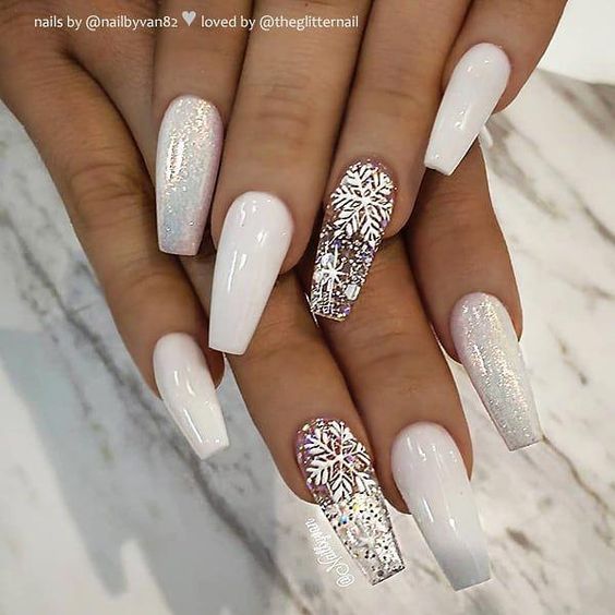 white silver nails