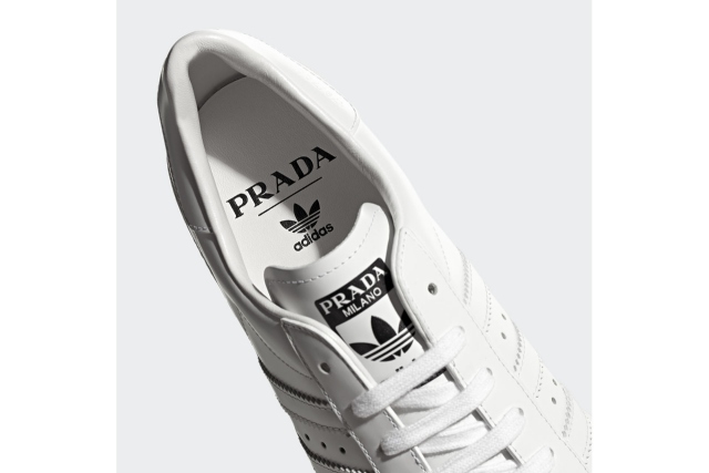 Top view of prada x adidas shoes