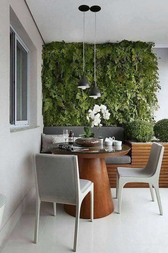 Outdoor dining area in balcony