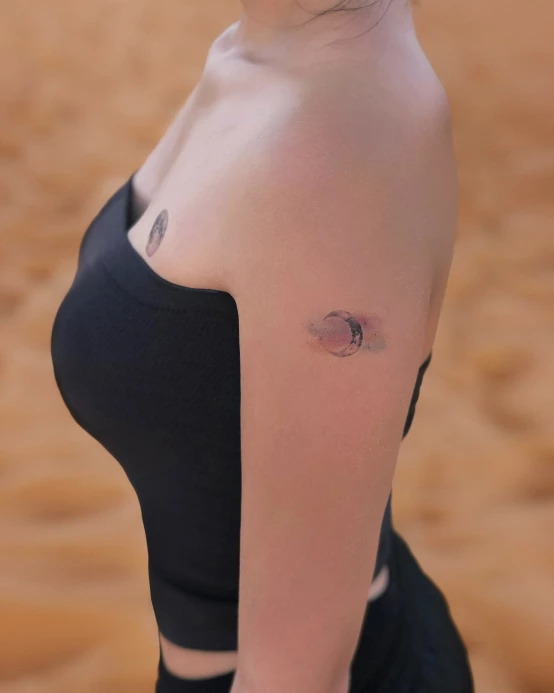Watercolour moon tattoos