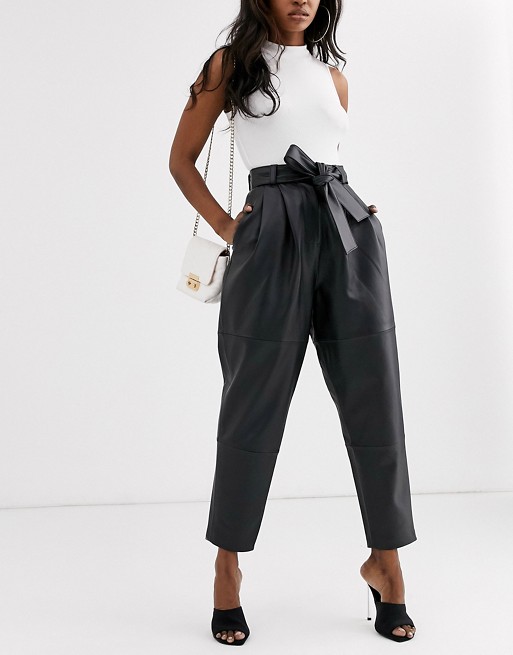 ASOS DESIGN Premium Leather Tapered Trouser